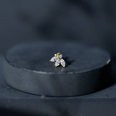 Marquise Cut Diamond Lotus Flower Earring for Cartilage Piercing