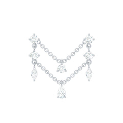Real Diamond Double Chain Earring for Cartilage Piercing