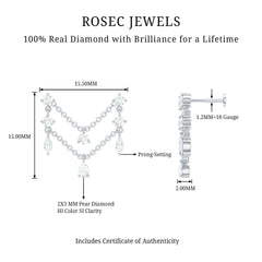 Real Diamond Double Chain Earring for Cartilage Piercing