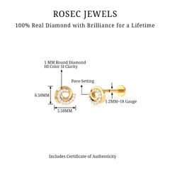 Certified Diamond Spiral Earring for Cartilage Piercing