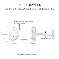Pear Shaped Diamond Solitaire Tragus Earring