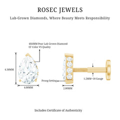 Pear Shaped Diamond Solitaire Tragus Earring