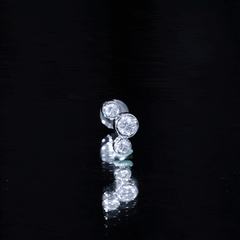 Bezel Set Diamond Three Stone Earring for Helix Piercing