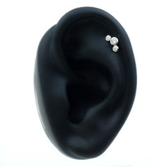 Bezel Set Diamond Three Stone Earring for Helix Piercing
