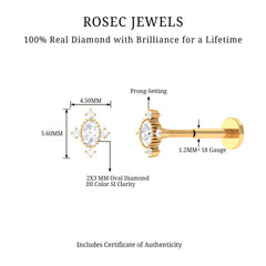 Vintage Inspired Oval Diamond Cartilage Earring