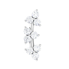 Simple Diamond Curved Helix Earring with Flat Back