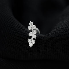 Simple Diamond Curved Helix Earring with Flat Back