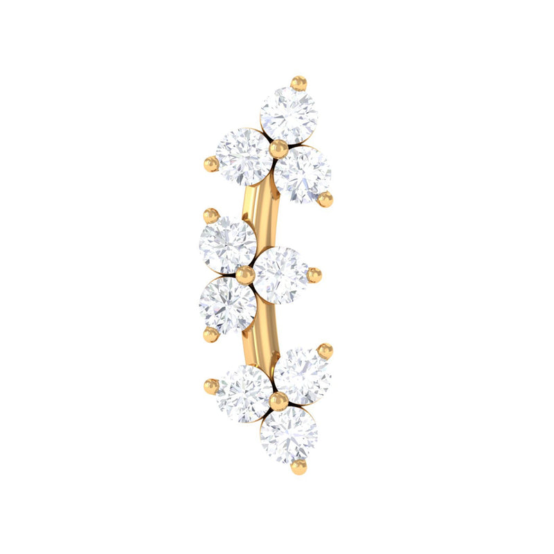 Simple Diamond Curved Helix Earring with Flat Back