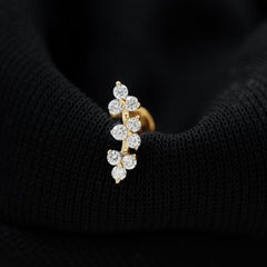 Simple Diamond Curved Helix Earring with Flat Back