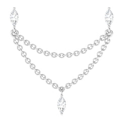 Marquise Diamond Double Piercing Earring with Dangling Chain