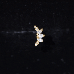 Marquise Diamond Leaf Crawler Earring for Helix Piercing