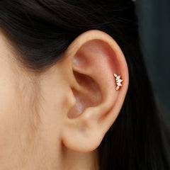 Marquise Diamond Leaf Crawler Earring for Helix Piercing
