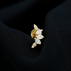 Marquise Diamond Leaf Crawler Earring for Helix Piercing