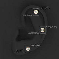 Simple Octagon Shape Diamond Helix Earring