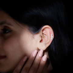 Certified Diamond Flower Crawler Cartilage Earring