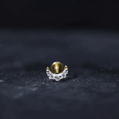 Round Cut Diamond Crescent Moon Cartilage Earring