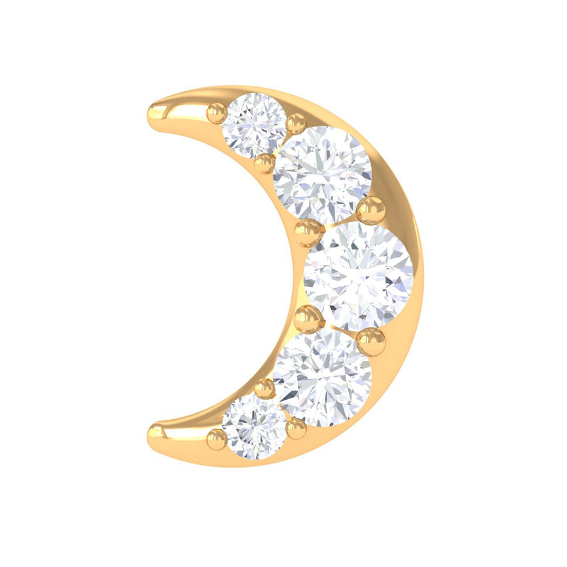 Round Cut Diamond Crescent Moon Cartilage Earring