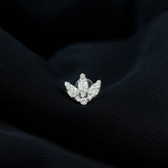 Certified Diamond Lotus Flower Earring with Flat Back