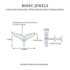 Certified Diamond Whale Tail Earring for Helix Piercing