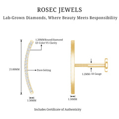 Pave Set Diamond Curved Bar Earring for Cartilage Piercing