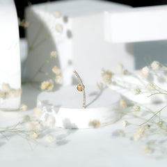 Pave Set Diamond Curved Bar Earring for Cartilage Piercing