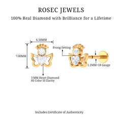 Heart Diamond Angel Earring for Helix Piercing