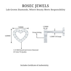 Cute Diamond Open Heart Earring for Helix Piercing