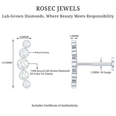 Graduated Style Diamond Crawler Earring for Helix Piercing