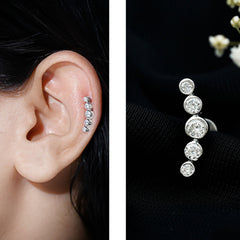 Graduated Style Diamond Crawler Earring for Helix Piercing