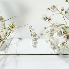 Graduated Style Diamond Crawler Earring for Helix Piercing