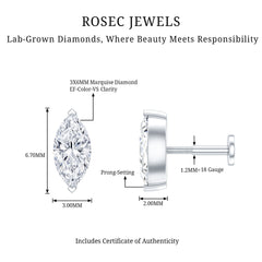 Marquise Diamond Solitaire Earring for Helix Piercing
