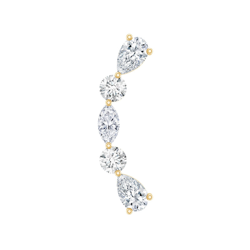 Simple Diamond Curved Crawler Earring for Helix Piercing