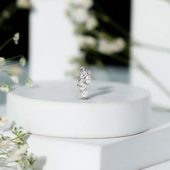 Marquise Diamond Leaf Cluster Earring for Helix Piercing