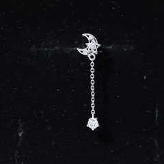 Diamond Moon Chain Earring for Helix Piercing