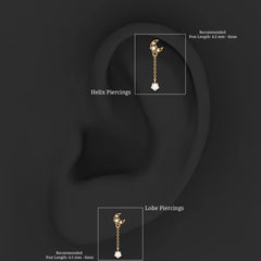 Diamond Moon Chain Earring for Helix Piercing
