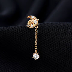 Diamond Moon Chain Earring for Helix Piercing