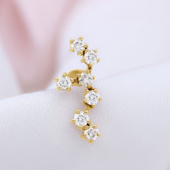 Diamond Leo Constellation Crawler Earring for Helix Piercing
