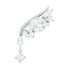 Brilliant Cut Diamond Wing Helix Drop Earring with Flat Back