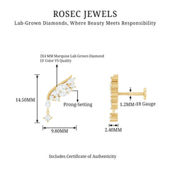 Brilliant Cut Diamond Wing Helix Drop Earring with Flat Back