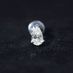 Solitaire Pear Shape Diamond Earring for Tragus Piercing