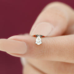 Solitaire Pear Shape Diamond Earring for Tragus Piercing