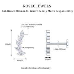 Marquise Diamond Crawler Earring for Helix Piercing