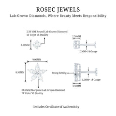 Marquise Diamond Flower Cartilage Earring Set