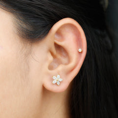 Marquise Diamond Flower Cartilage Earring Set