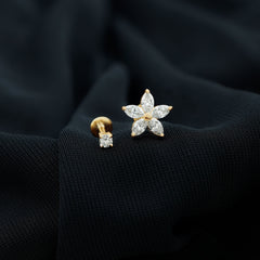Marquise Diamond Flower Cartilage Earring Set