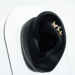 Diamond Butterfly Crawler Earring for Helix Piercing