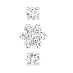 Certified Diamond Flower Helix Earring Set of 3