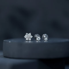 Certified Diamond Flower Helix Earring Set of 3