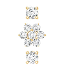 Certified Diamond Flower Helix Earring Set of 3