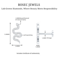 Certified Diamond Snake Earring for Cartilage Piercing